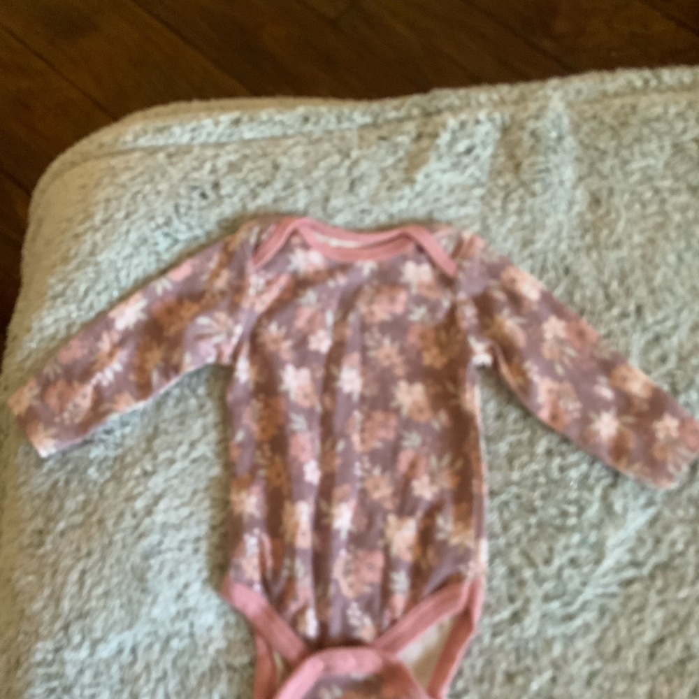 Le Top Pink and Brown Onesie with Long Sleeves